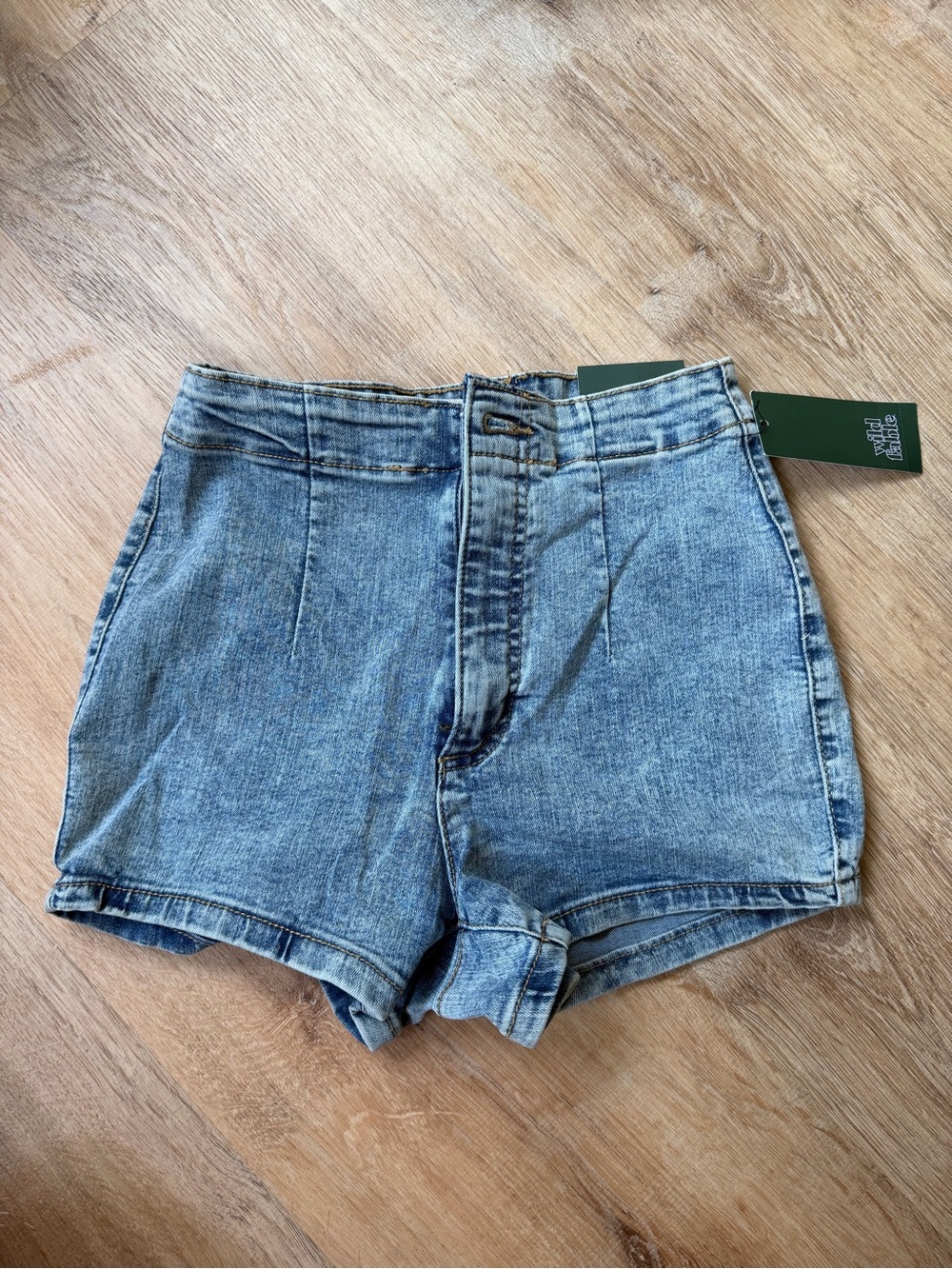 High-Waist Wild Fable Denim Shorts in Light Blue